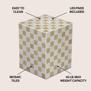 Callista 18" Modern Bohemian Ceramic Tiled Rectangle End Table
