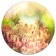 Cute Summer Flowers On Meadow, Floral Round Metal Wall Art, 36"