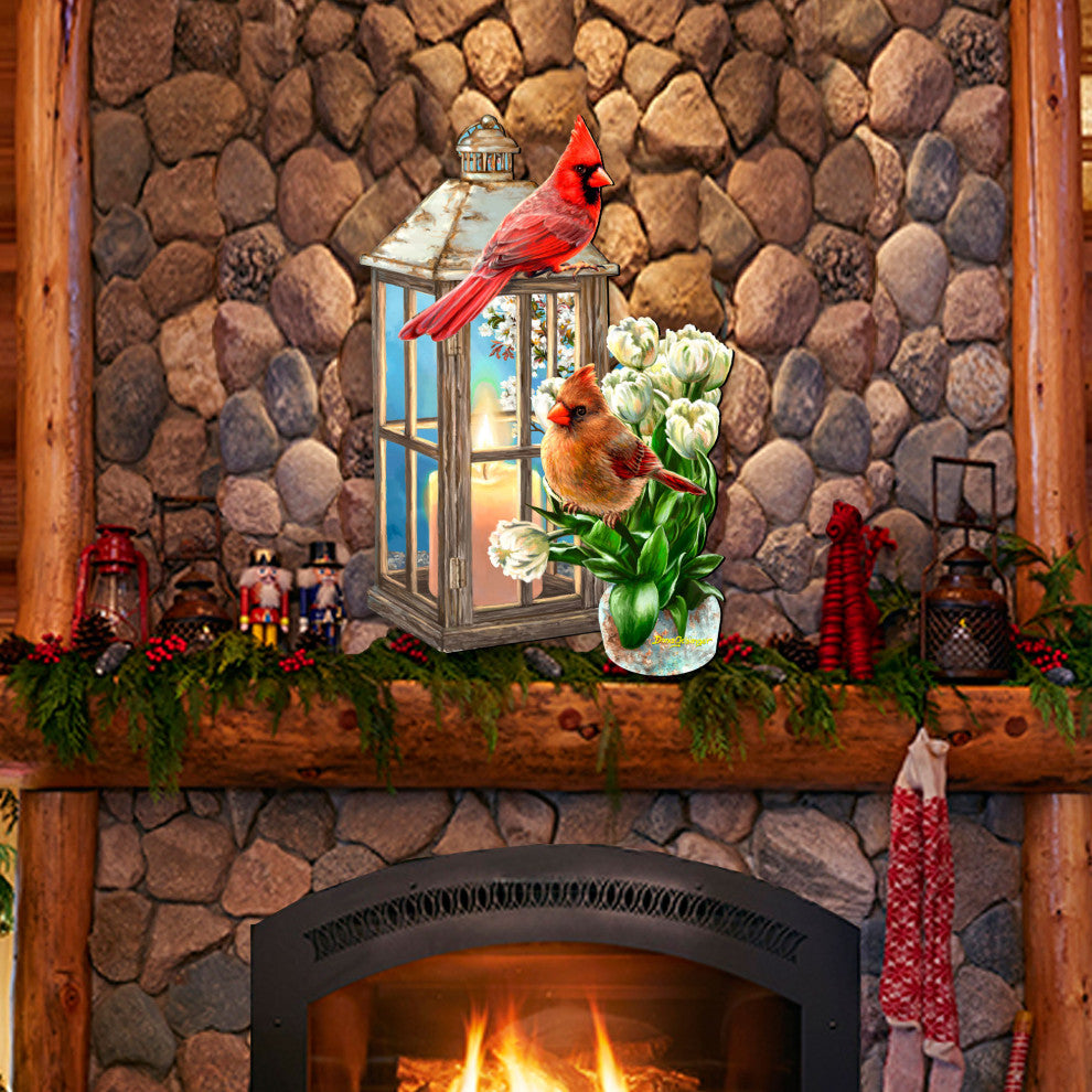 Lantern Cardinals Holiday Door Decor