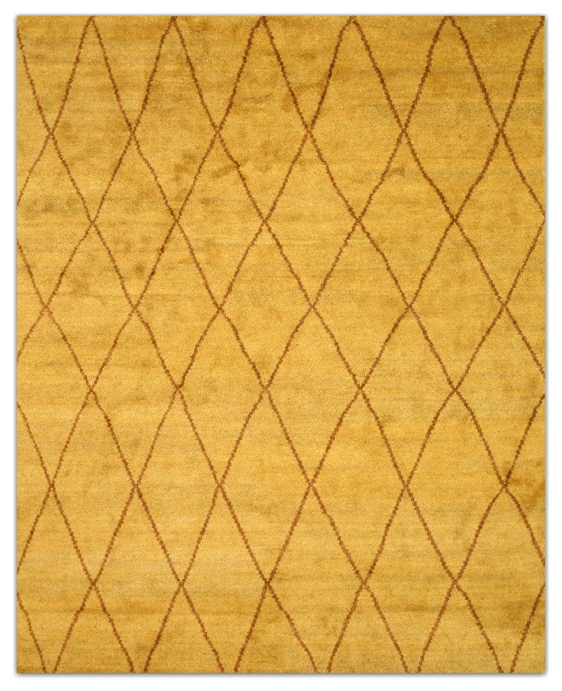 Gold Transitional Trellis Moroccan Area Rug