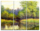 "Green Summer With River" Glossy Metal Wall Art, 3 Panels, 36"x28"