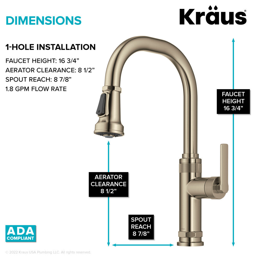 Sellette Pull-Down Kitchen Faucet, Spot Free Antique Champagne Bronze