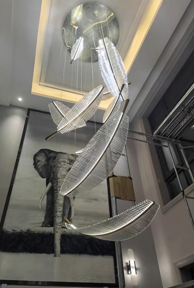 Cagnes-sur-Mer | Crystal Gold Leaves Pendant Chandelier, 10 Leaves