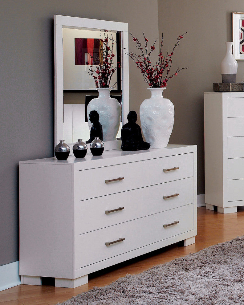 6 Drawers Wood Dresser, White