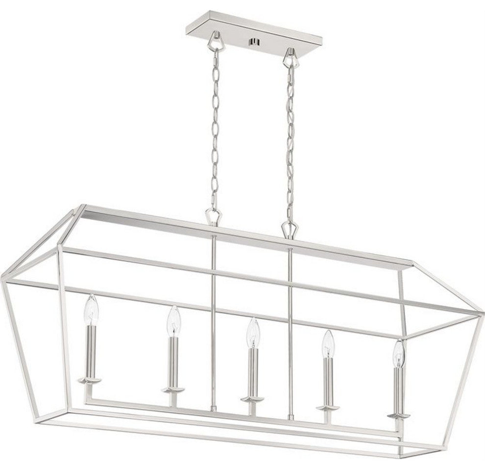 Quoizel AVY542PK Five Light Island Chandelier, Polished Nickel Finish