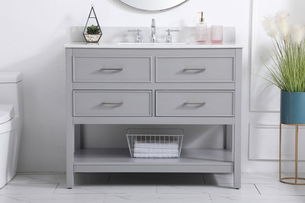 Skylar 42" Single Bathroom Vanity, Gray, With Backsplash