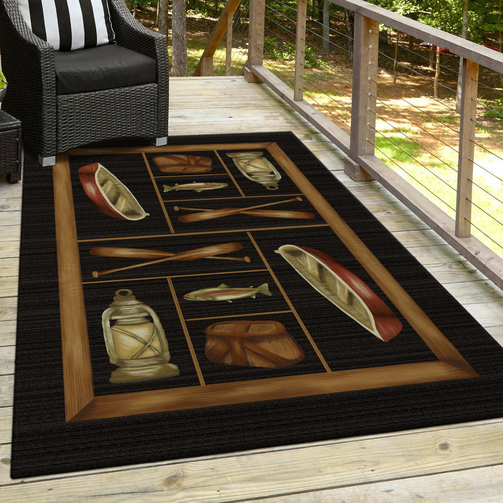 Indoor/Outdoor Excursion EX4 Black Machine Washable 10' x 14' Rug