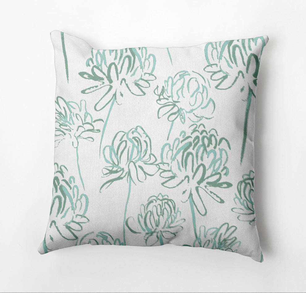 Blossom Bouquet Pillow, Green, 16"x16"