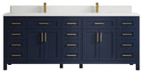 Cambridge 84 Double Sink Bath Vanity in Hale Navy Blue 1.5" White Quartz