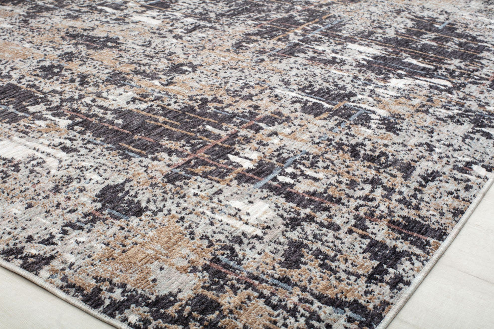 Jade Stormy Sky Abstract Contemporary Brown Recycled Area Rug, 5'3" X 7'0"