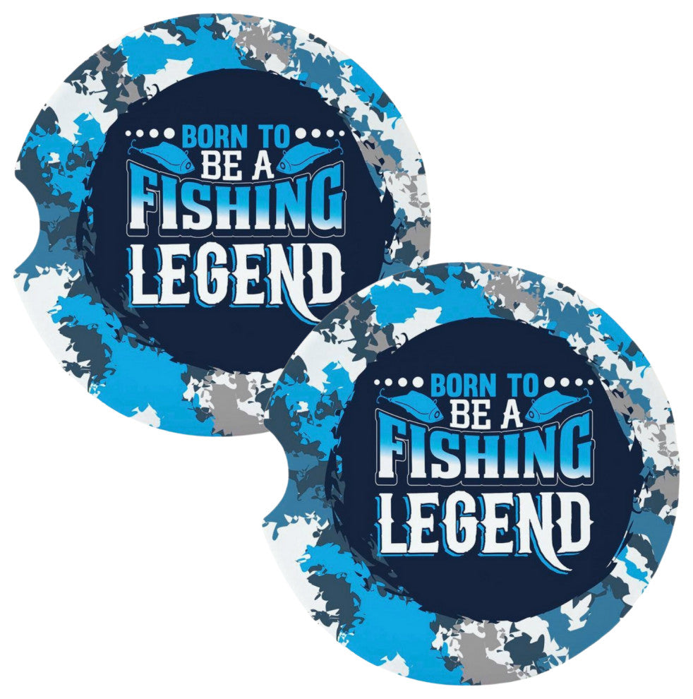 Born to Be A Fishing Legend Fisherman Coasters for Car Cup Holders Set of 2