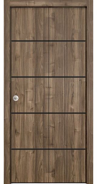 Bi-fold Doors 56 x 96 | Planum 0015 Walnut with  | Sturdy Tracks