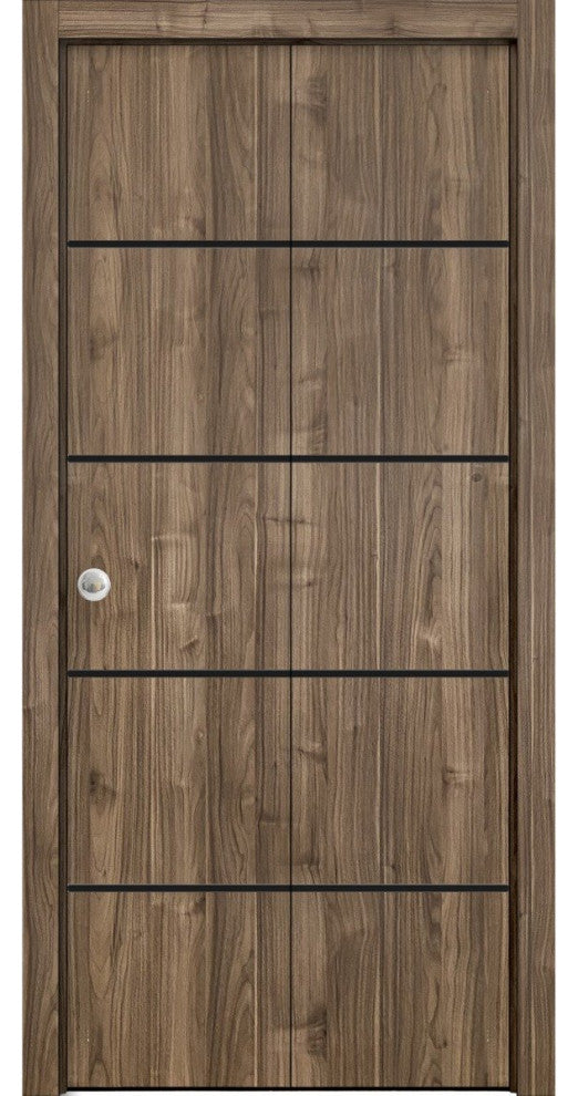 Bi-fold Doors 56 x 96 | Planum 0015 Walnut with  | Sturdy Tracks