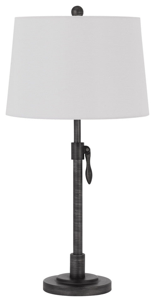 30" Silver Metal Adjustable Table Lamp With Off White Empire Shade