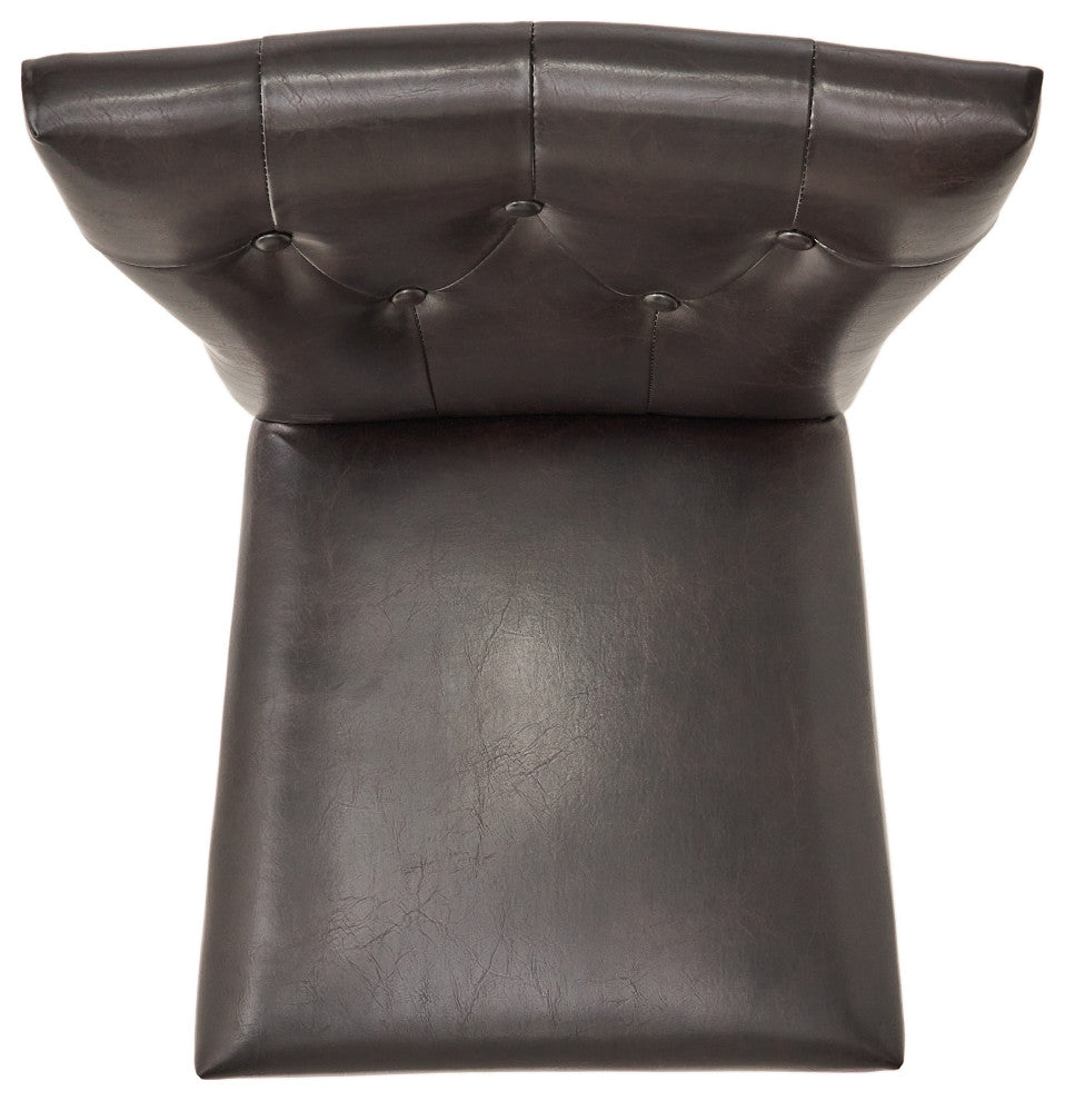 GDF Studio Pierre Brown Leather Barstools, Set of 2, Brown Leather, Bar Height