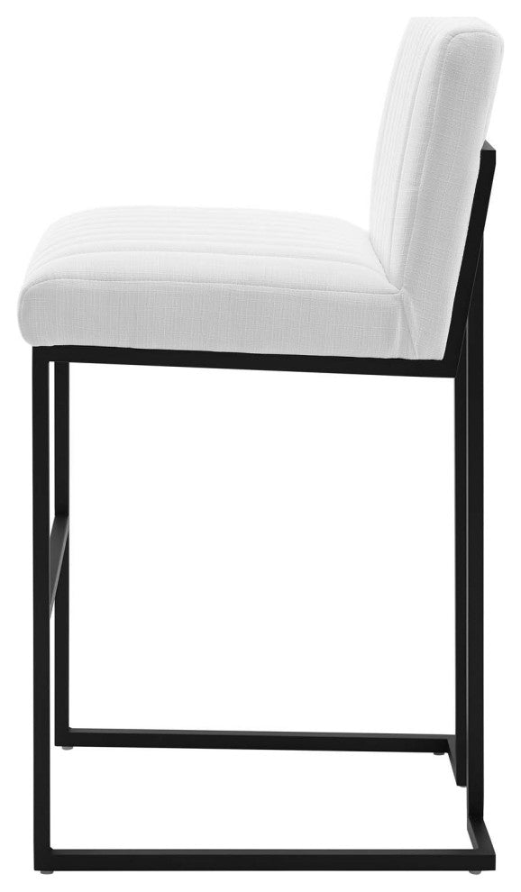Tufted Bar Stool Chair Barstool, Fabric, Metal, White, Modern, Bar Pub Bistro