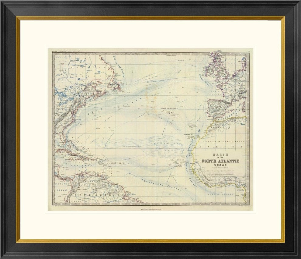"North Atlantic Ocean, 1861"  by Alexander Keith Johnston, 32x28"