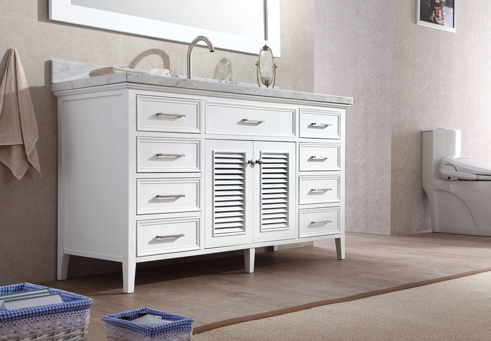 Kensington 61" Single Sink Vanity Set, White, Single Sink