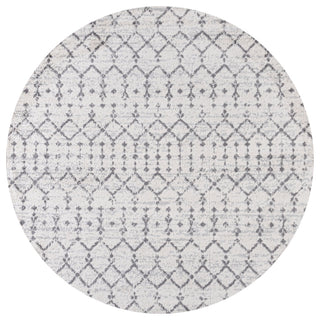 Moroccan HYPE Boho Vintage Diamond Runner Rug, Cream/Gray, 8' Round