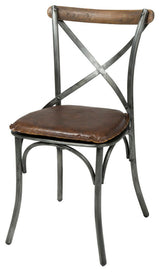 Metal Crossback Chair, Set of 2, Gunmetal/Vintage Brown