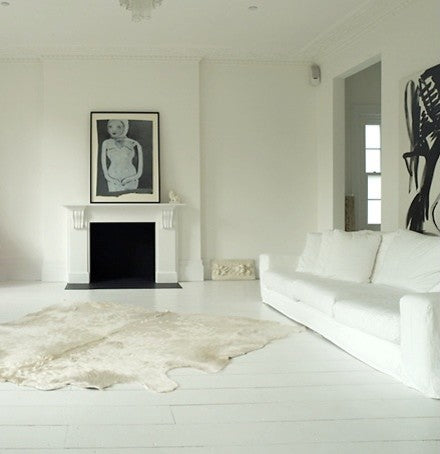 Pergamino White Cowhide Rug, Large