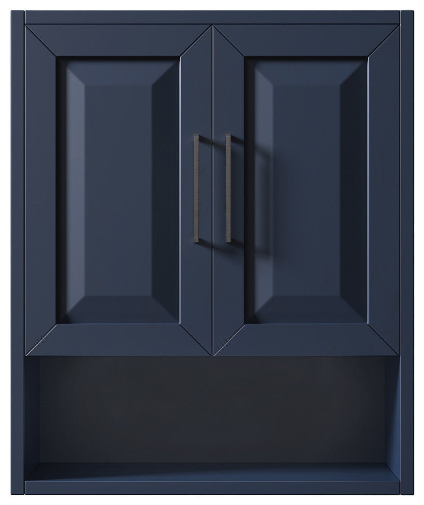 Daria Bathroom Wall-Mounted Storage Cabinet, Dark Blue With Matte Black Trim