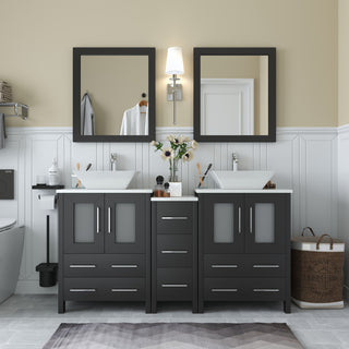Vanity Art Bathroom Vanity Set With Sink, Espresso, 60", Standard Mirror