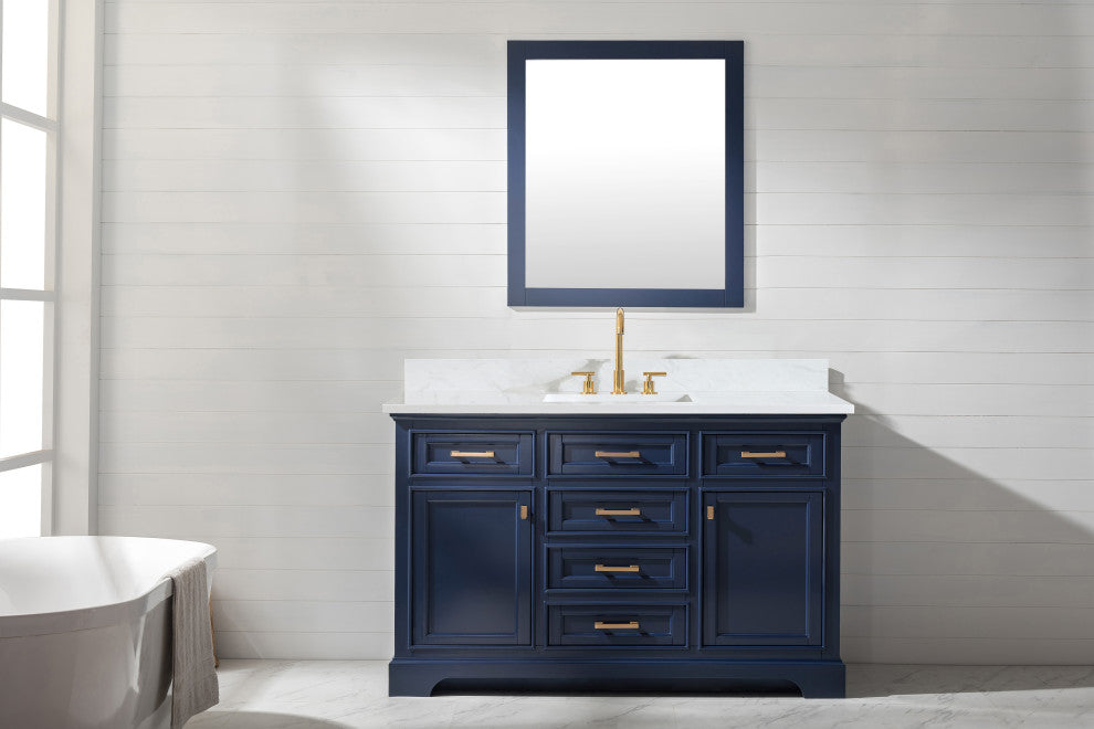 The Finchley Bathroom Vanity, Blue, 54", Single Sink, Freestanding