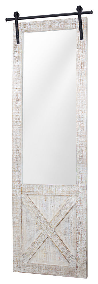 Wood Hanging Barn Door Wall Mirror