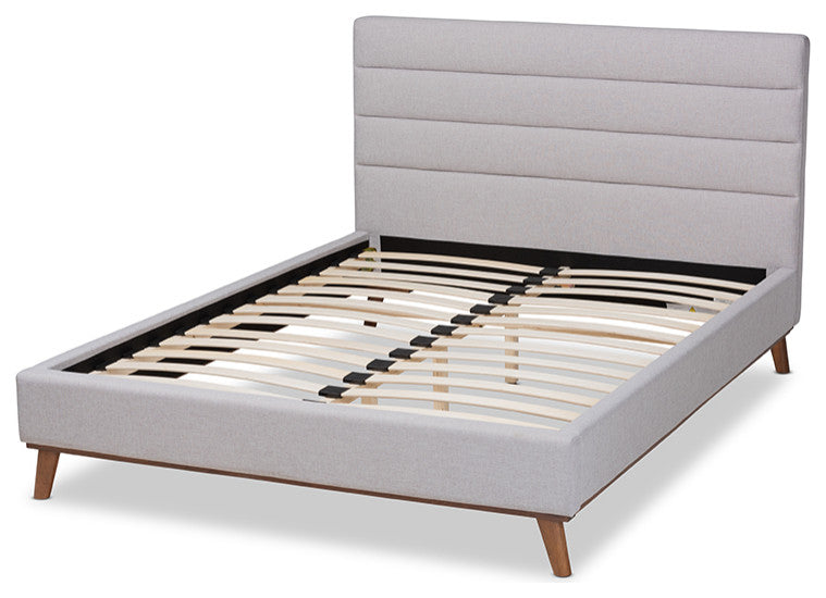 Erlend Mid-Century Modern Grayish Beige Queen Size Platform Bed