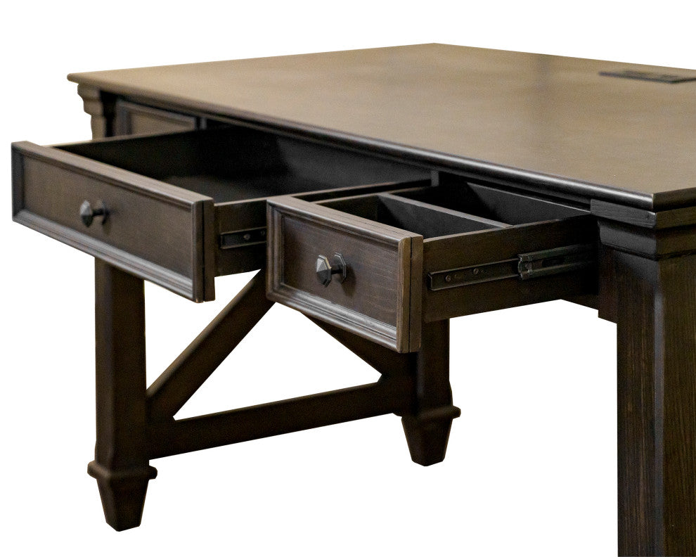 Traditional Wood Writing Desk Dark Brown