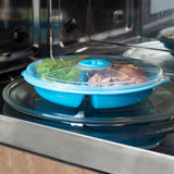 Two Compartment Microwave Tray with Cover, White, Pack of 12