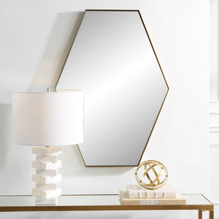 Uttermost 09894 Ankara Brass Hexagon Mirror