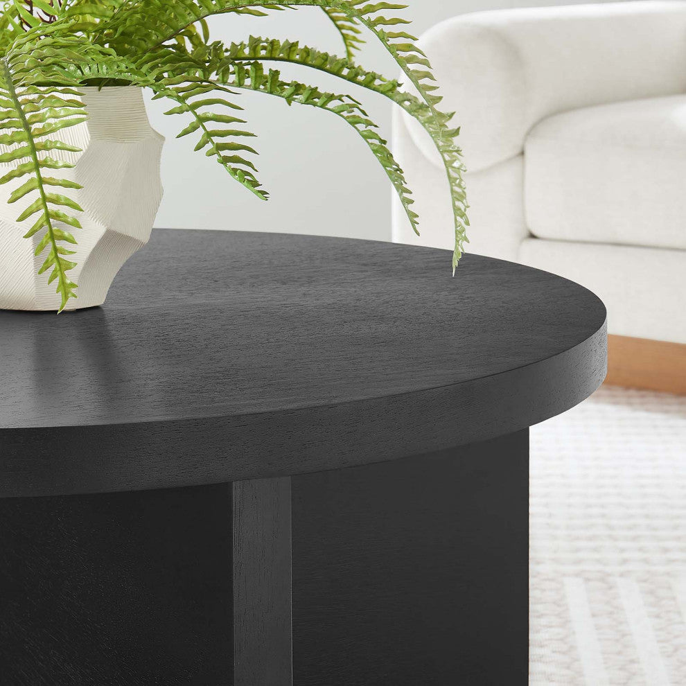 Silas Round Mango Wood Coffee Table - Black