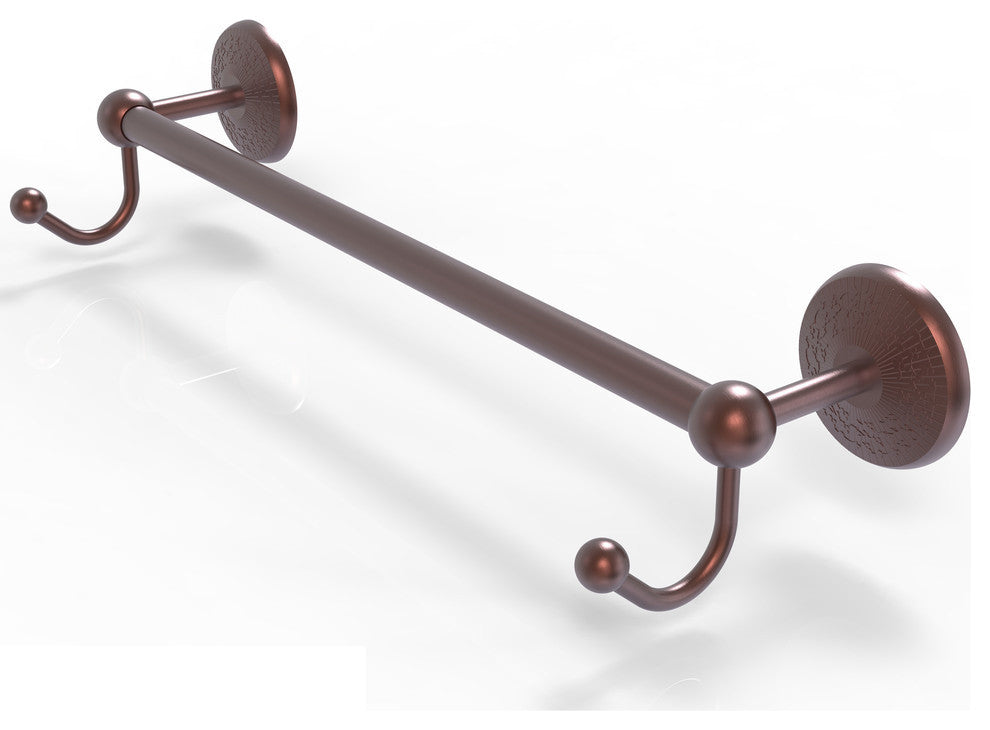 Prestige Monte Carlo 30" Towel Bar with Integrated Hooks, Antique Copper