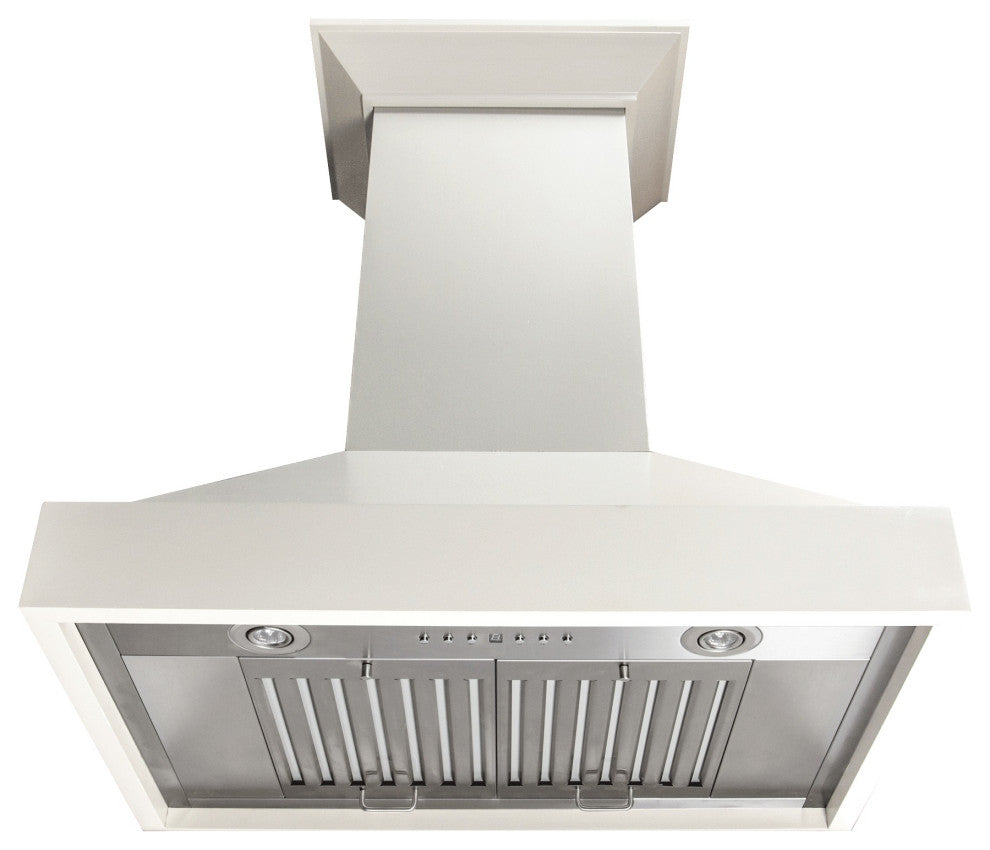 ZLINE 36 in. Wooden Wall Mount Range Hood, White Includes Motor, KBTT-36