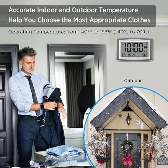 Atomic Clock with Outdoor and Indoor Temperature - 12.5