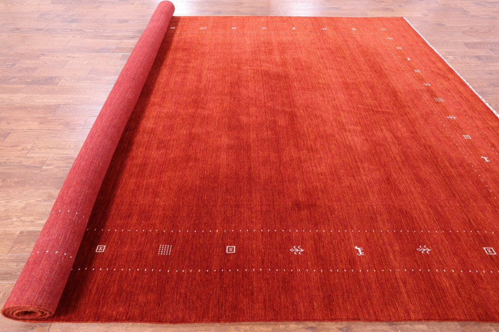 9' 11" X 13' 11" Persian Gabbeh Handmade Wool Rug Q11377
