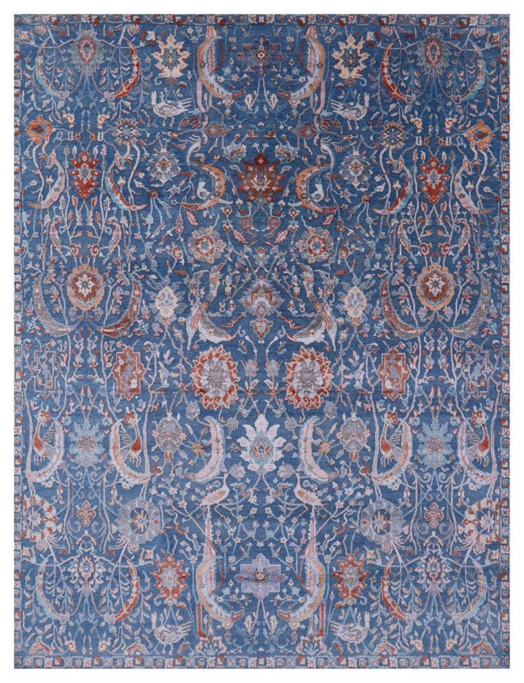 Persian Hand Knotted Wool and Silk Rug 9' 0" X 11' 10" Q11802