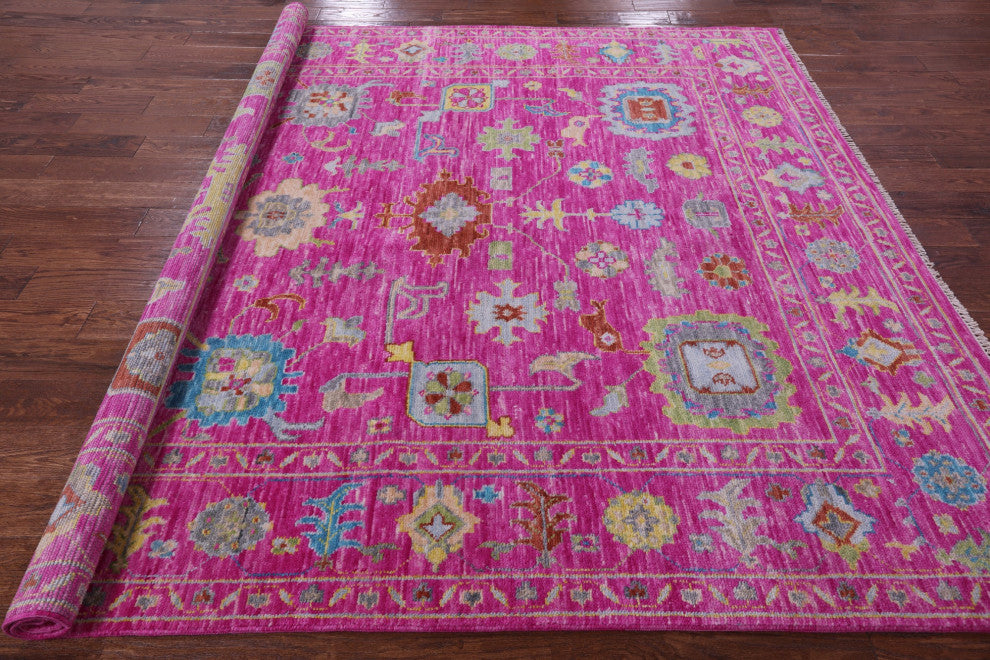 8' Square Hand Knotted Turkish Oushak Wool Rug - Q14950