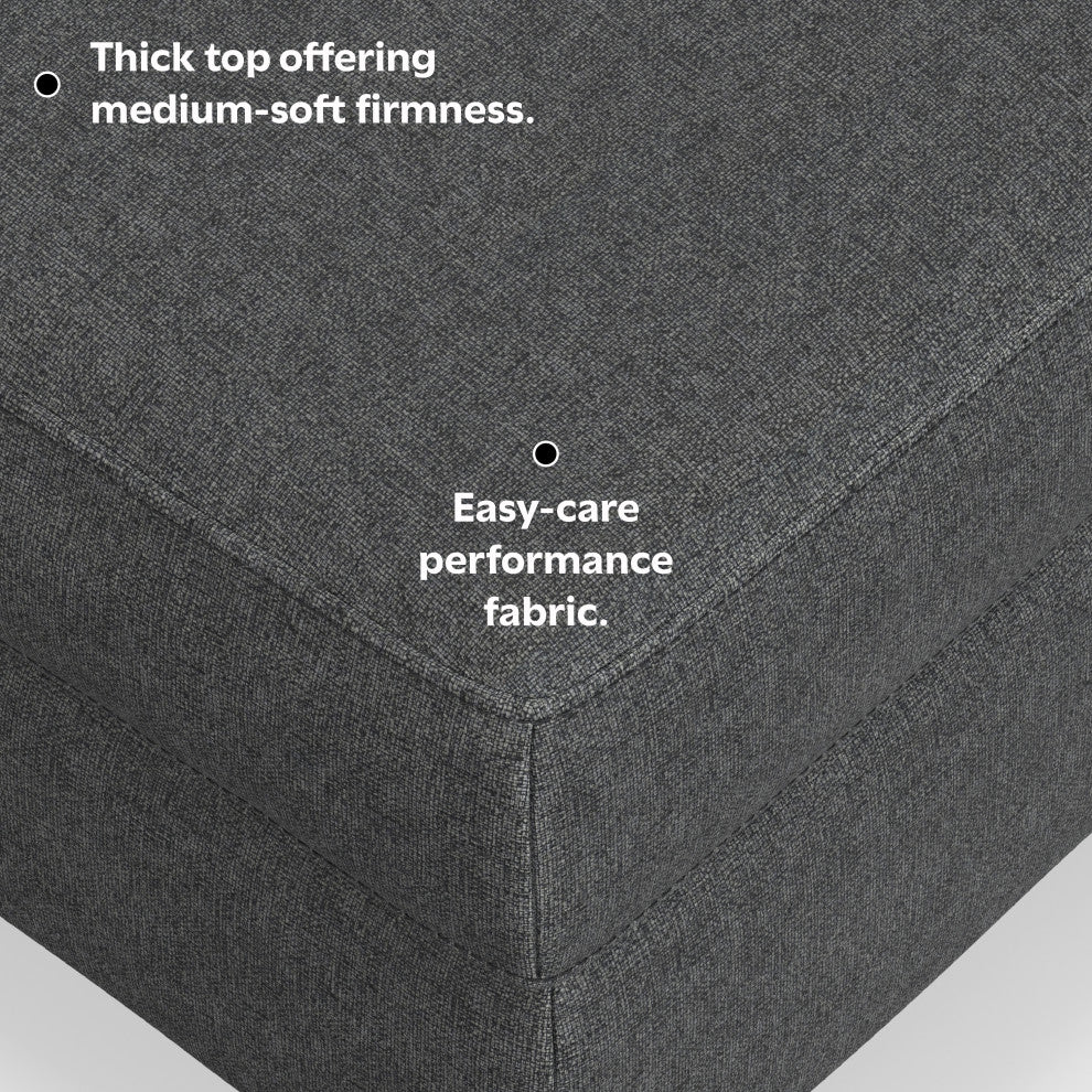 Ava Ottoman in Tightly Woven Performance Fabric , Assembled