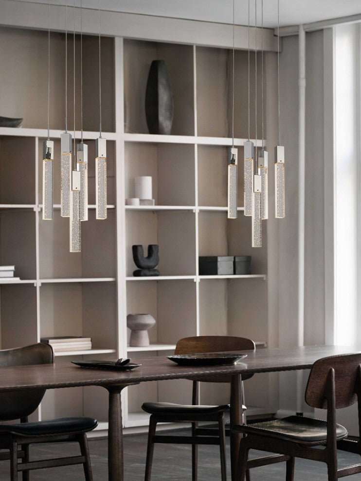 Crystal Cascade Multi-Light Pendant, Chrome