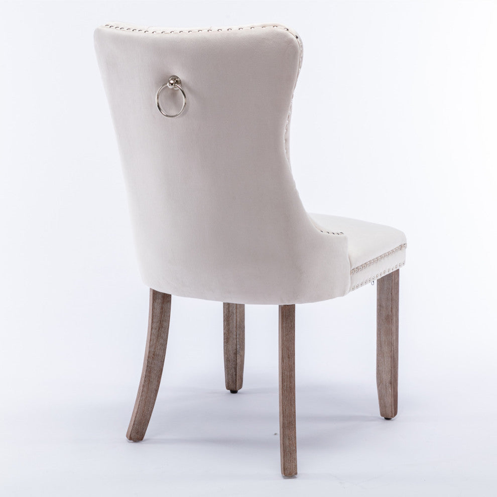 Gewnee Chair with Wood Legs Nailhead Trim 2-Pcs Set
