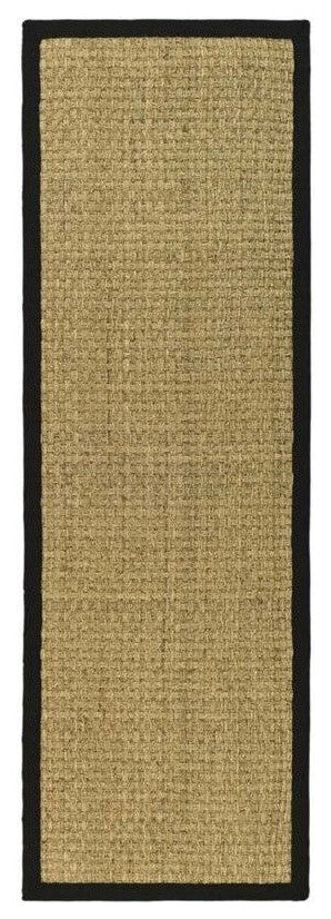 Safavieh Natural Fiber Nf114C Solid Color Rug, Natural/Black, 2'6" X 20'0"