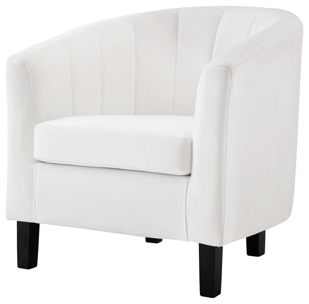 Tufted Armchair Accent Chair, Set of 2, Velvet, White, Modern, Lounge