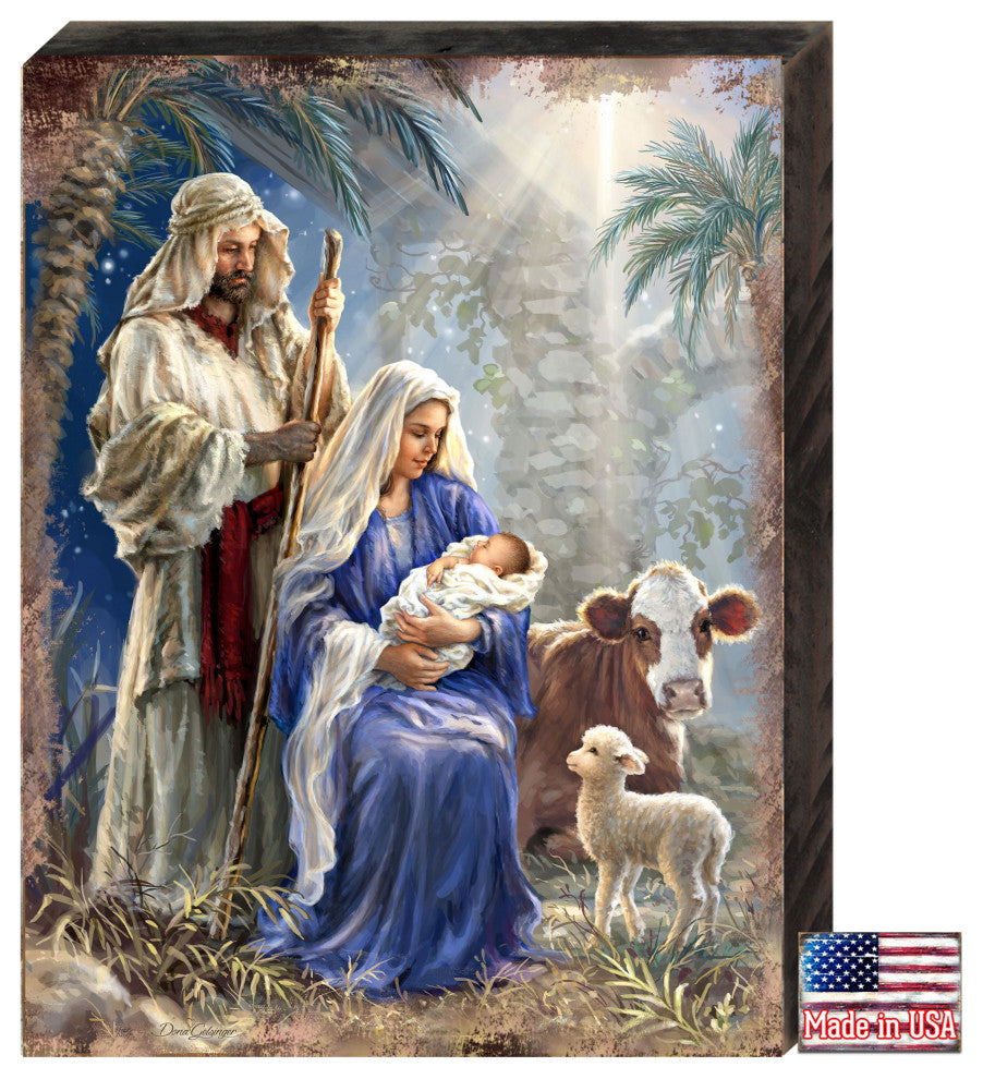 Holy Night Wooden Block, 12 X 9