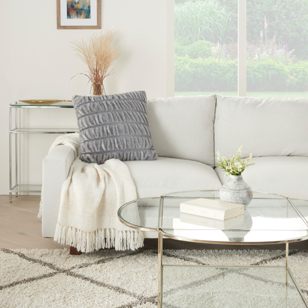Mina Victory SN101 Throw Pillow, Charcoal, 20"X20"