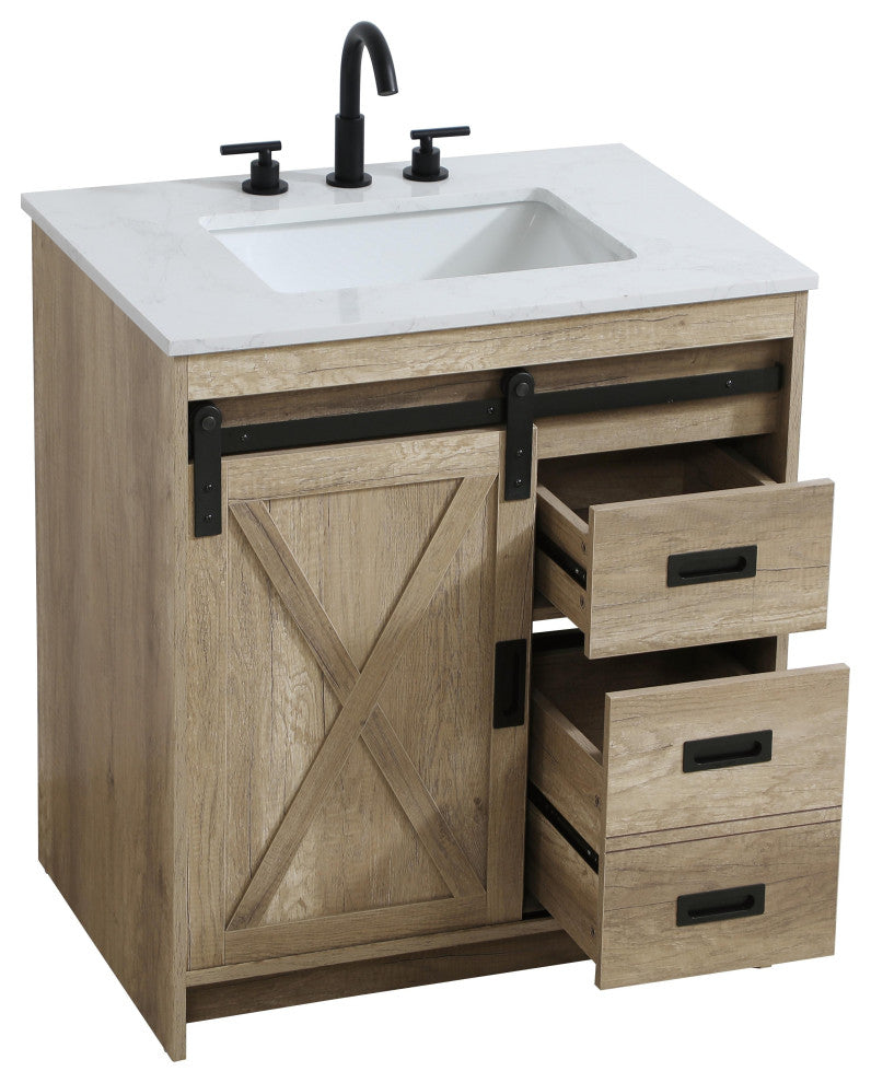 Home Living 30" Single Bathroom Vanity, Natural Oak