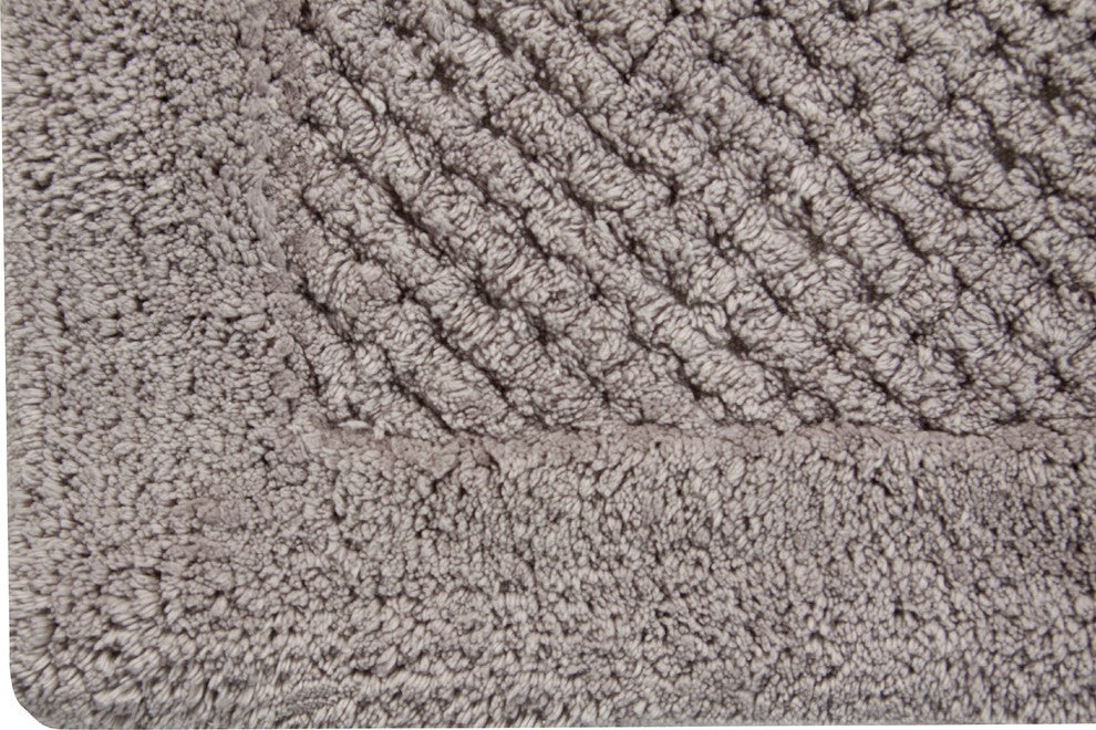 Bath Rug Cotton, 2 Piece Set, 34"x21" and 36"x24", Grey, GSF 180, Waffle