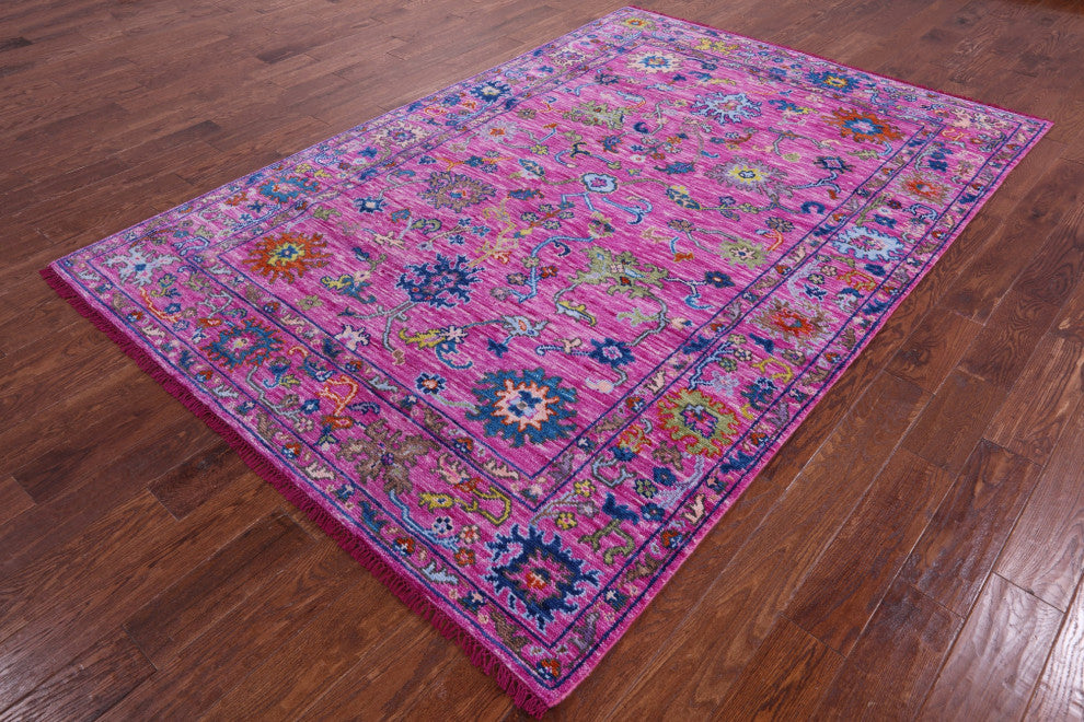 6' 2" X 9' 1" Handmade Turkish Oushak Wool Rug - Q13658